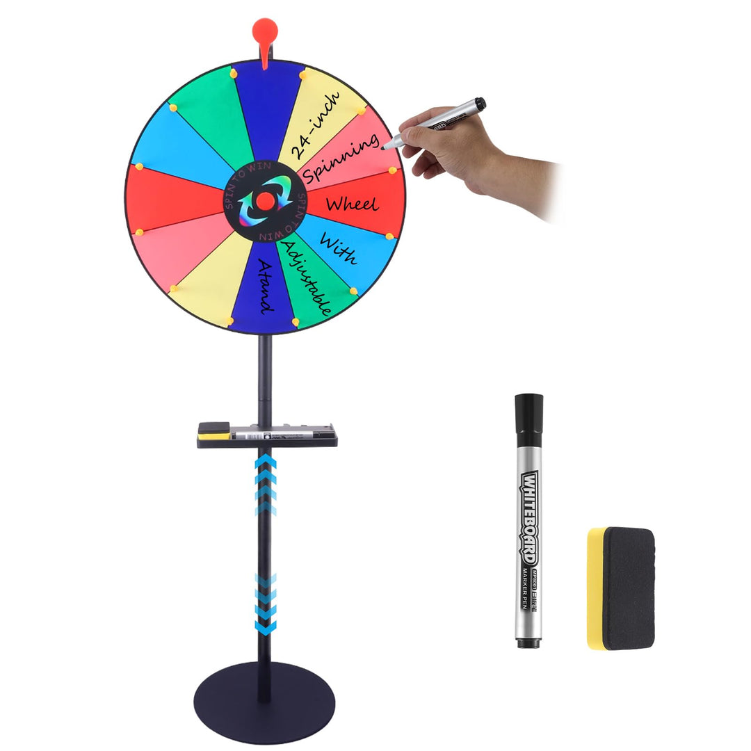 Glücksrad zum Drehen 40cm, Glücksrad Spielzeug mit Tablett, 12 Steckplätze Bunt, Prize Wheel, Glueck