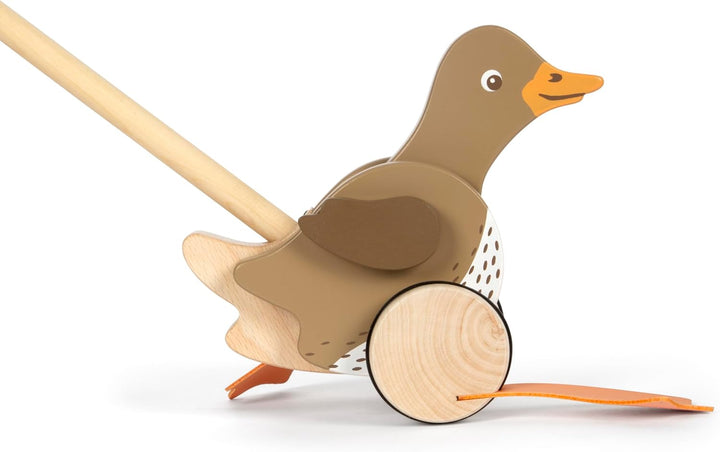 small foot Schiebetier Ente mit beweglichem Kopf aus Holz, hilft beim Laufenlernen, Schiebespielzeug