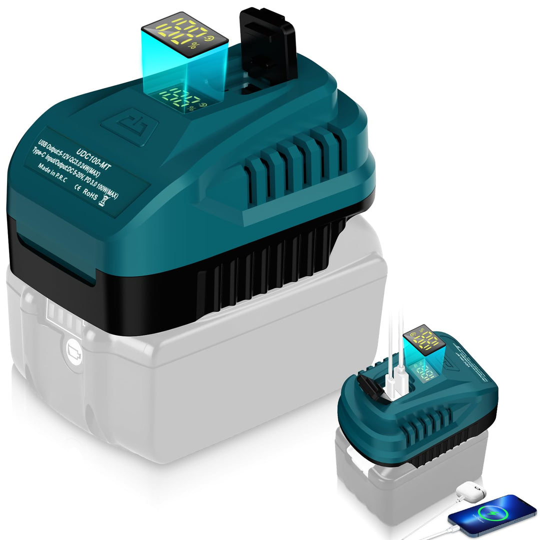 Schnellladegerät DC18RC kompatibel mit Makita18 Volt Akku,Mini Tragbar,100W USB Typ-C Ladegerät elek