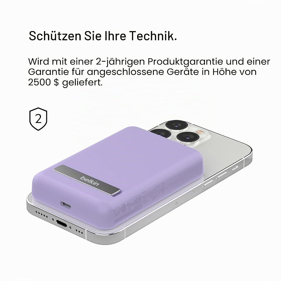 Belkin magnetische 5000-mAh-Powerbank, externer Handy-Akku, kompatibel mit MagSafe, mit Passthrough-