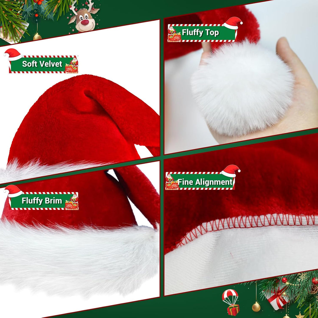 ROSAUI Weihnachtsmann Bart + Perücke + Mütze, Weihnachtsmütze für Erwachsene, Nikolaus Perücke, Sant