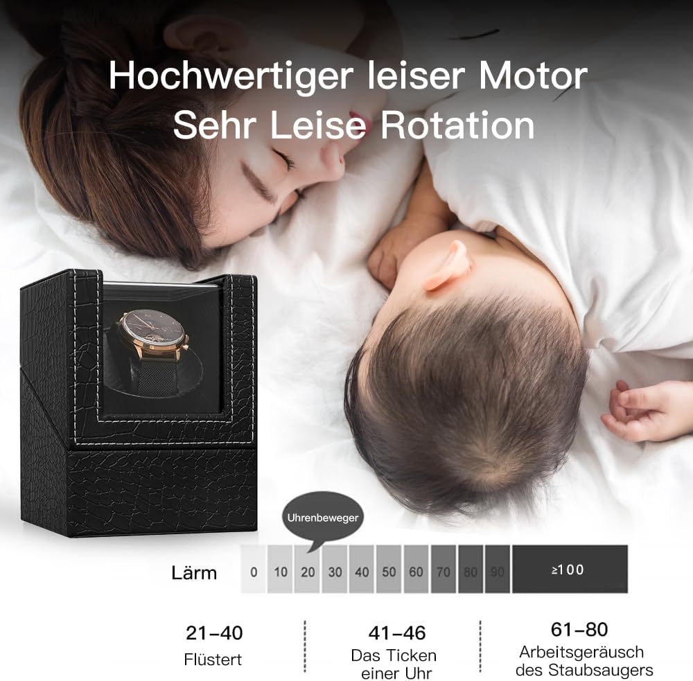 LINGFANSTORE Automatische Uhrenbeweger Box,luxuriöser Single Uhrenbeweger,Uhrengehäuse mit leisem Ma