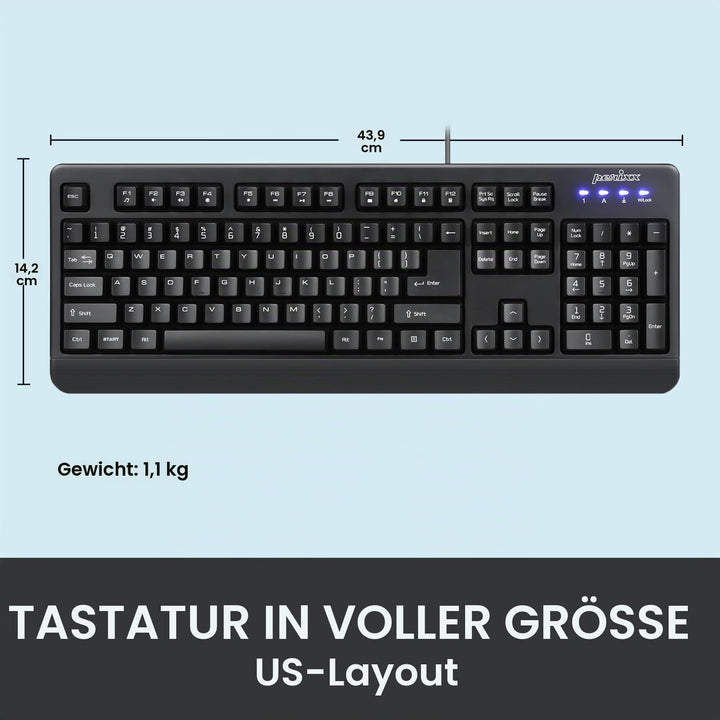 Perixx PERIBOARD-517 wasserdichte Tastatur - IP65 - Antibakterielle Schutzschicht - Vollständig Wass