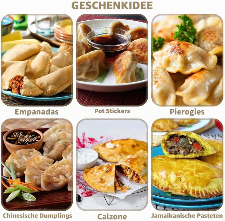 Ravioli Maker &amp; Dumpling Maker Set mit Dough Cutter [3 Grössen],Empanadas, Gyoza, Maultaschen, Teigt