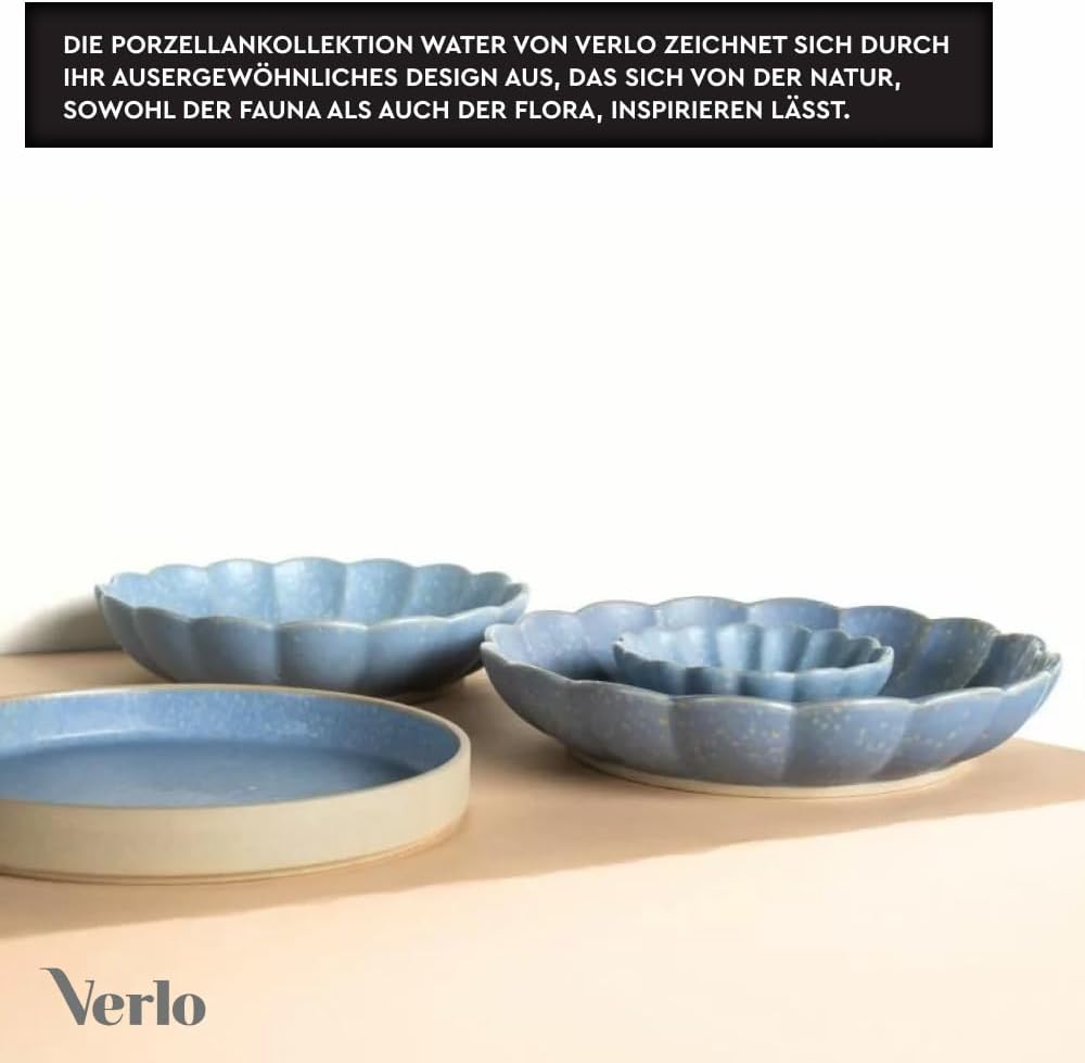 Verlo Porzellanteller tief 26 cm, Fassungsvermögen 1500 ml, Kollektion: Water, Oberfläche: halbmatt,
