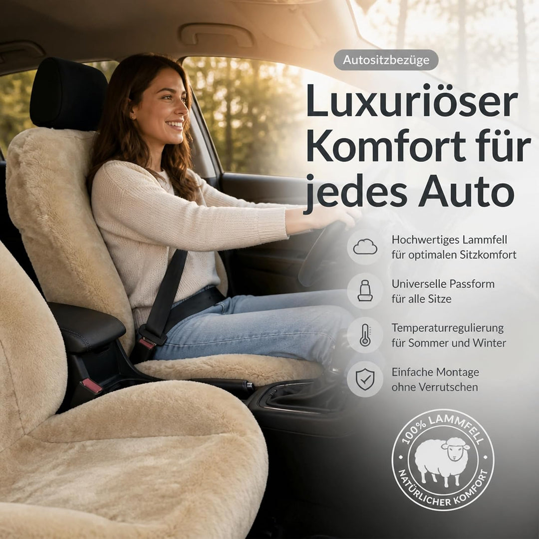 Leibersperger-Felle Autositzbezug/Autofell Premium aus hochwertigem Lammfell – 2 Stück – Universelle