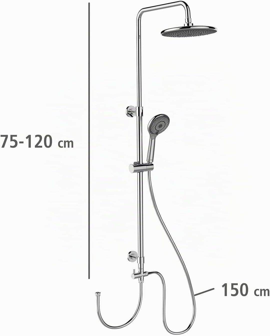 WENKO Duschsystem Watersaving, Duschstange aus Edelstahl mit wassersparendem Regenduschkopf und Hand