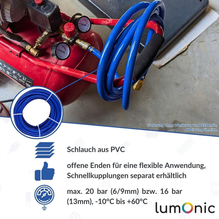 Lumonic 20m Druckluftschlauch I 13mm I flexibel, abriebfest und gewebeverstärkt I Druckluft & Bewäss