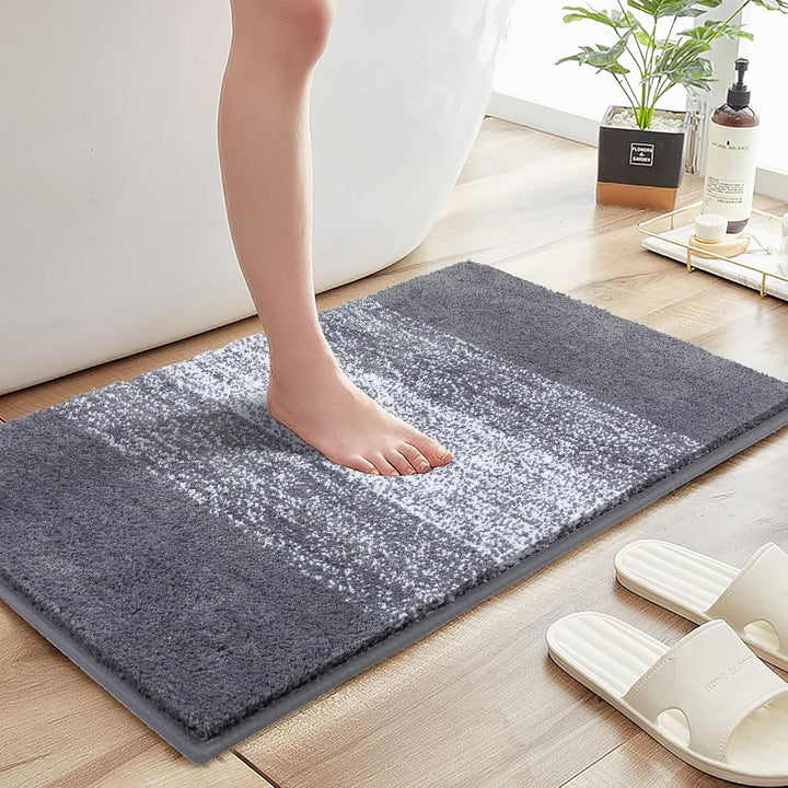 Super Weich Badematten Grau Mikrofaser Hochflor Badezimmerteppich rutschfeste Maschinenwaschbar Badt