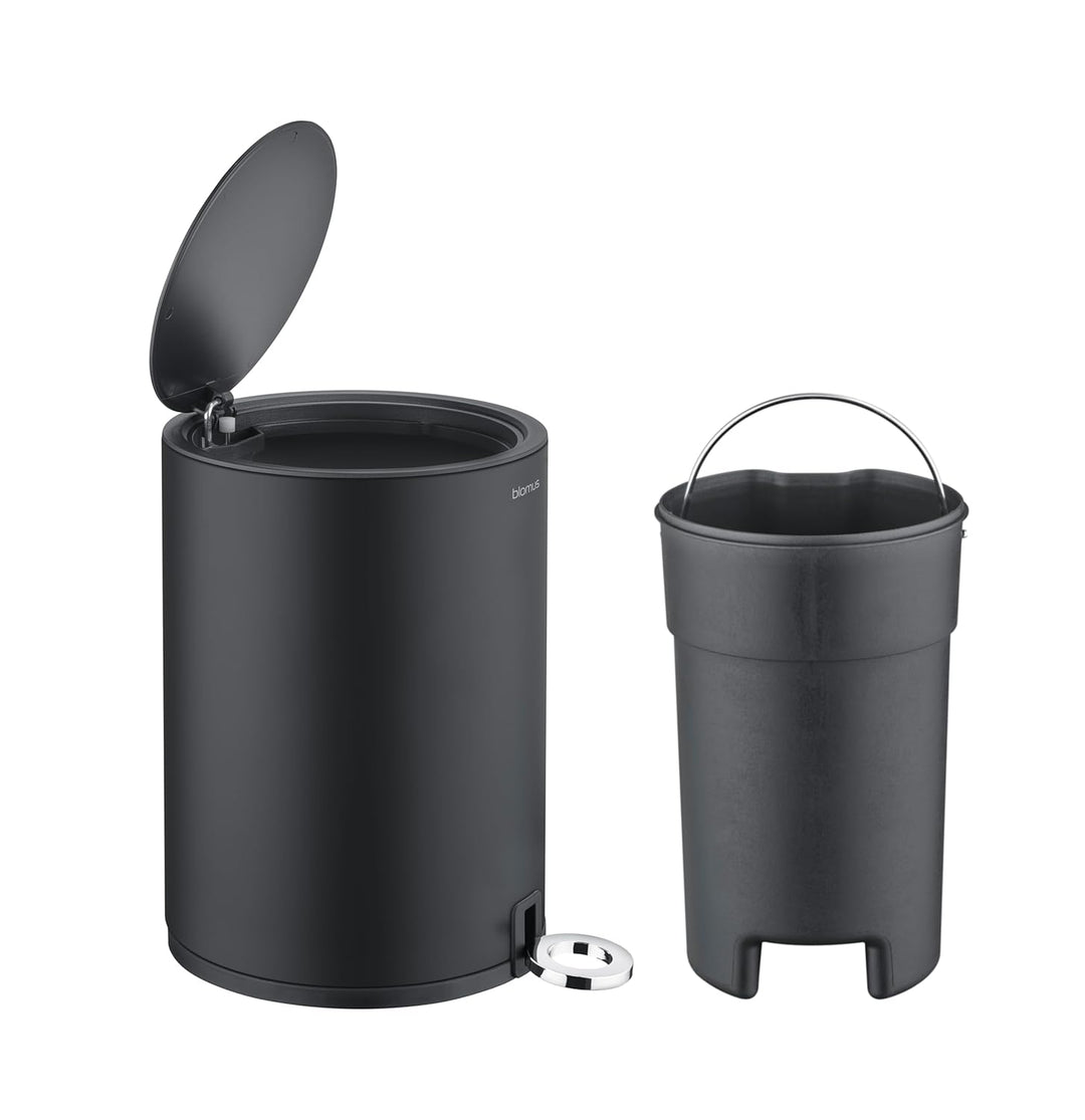 Blomus Kosmetikeimer -SINO- Mülleimer 3 Liter | Schwarz | 20L x 20B x 26H cm | Treteimer mit Absenka