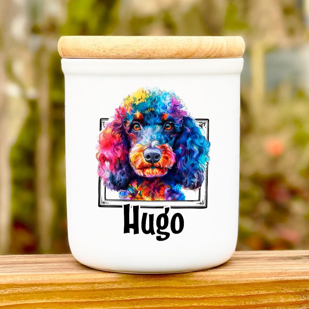 Cadouri Keramik Leckerli-Dose PUDEL » personalisiert mit Name deines Hundes «┊Snackdose Keksdose Auf