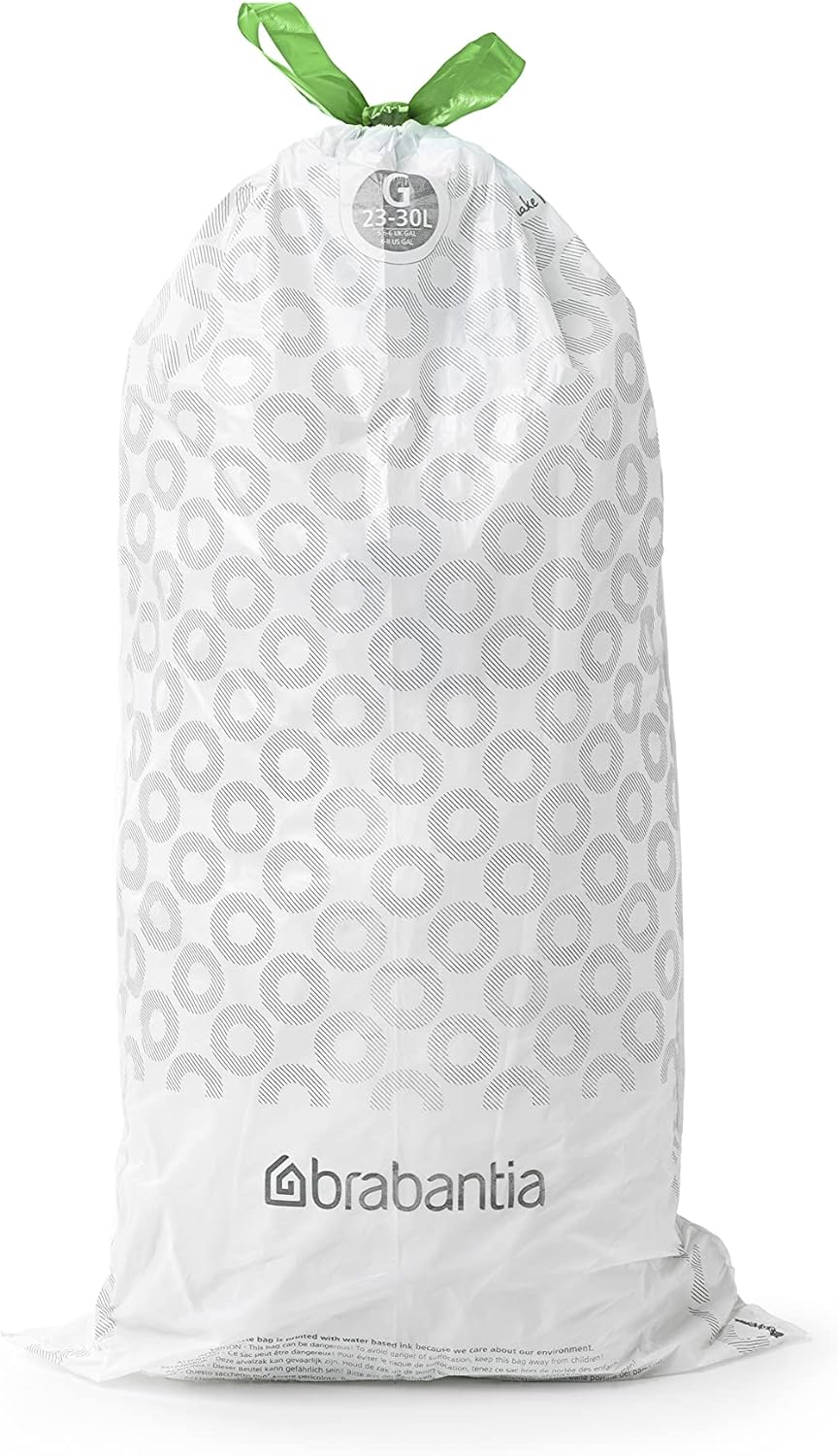 Brabantia Müllbeutel PerfectFit Multipack (Code G - 23L / 30L) Extra Starke Müllsäcke mit Zugband, 6