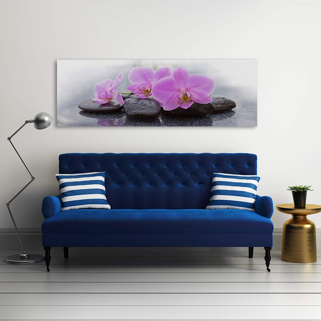 Feeby Bilder Orchidee 120x40 cm 1 Teilig Wohnzimmer Schlafzimmer Büro Küche Wandbilder Leinwandbilde
