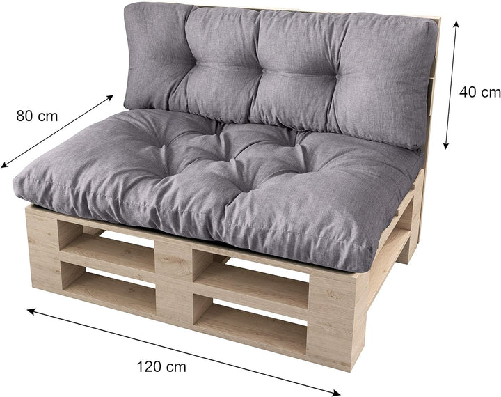 sunnypillow Palettenkissen Auflage Set für Europaletten Indoor und Outdoor Palettenpolster Palettens