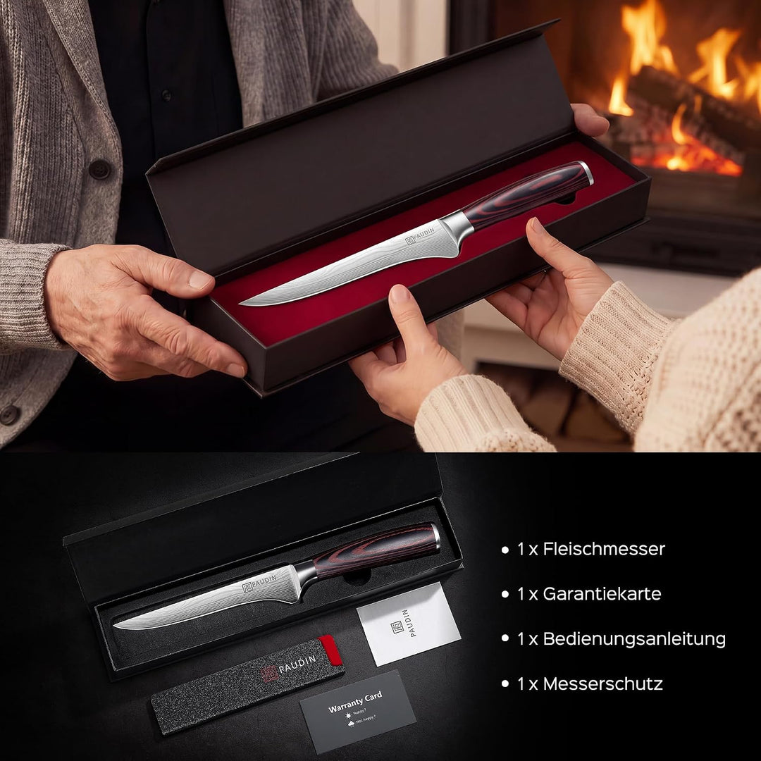 PAUDIN 15cm Filetiermesser Küchenmesser aus hochwertigem Edelstahl, Professional Kochmesser mit Scha
