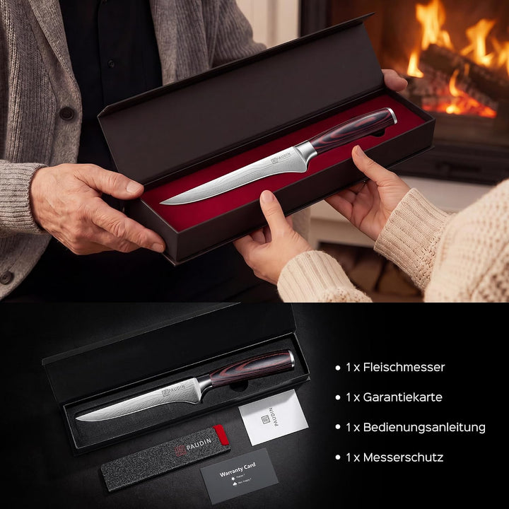 PAUDIN 15cm Filetiermesser Küchenmesser aus hochwertigem Edelstahl, Professional Kochmesser mit Scha