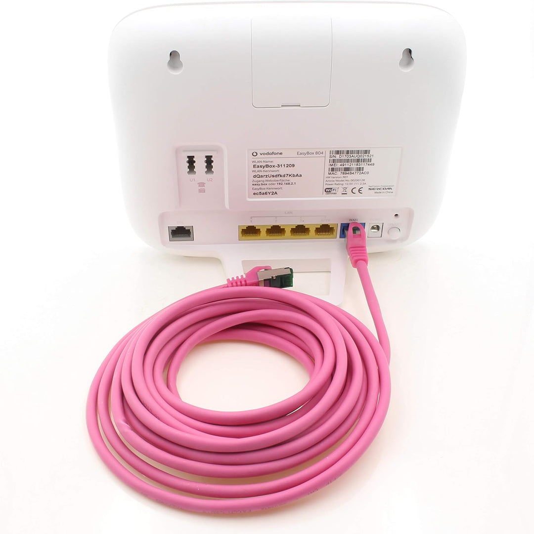 Cat7 Netzwerkkabel 10m - Magenta - 10 Stück - Cat 7 Ethernetkabel Lankabel Lan 10Gbits Patchkabel Rj