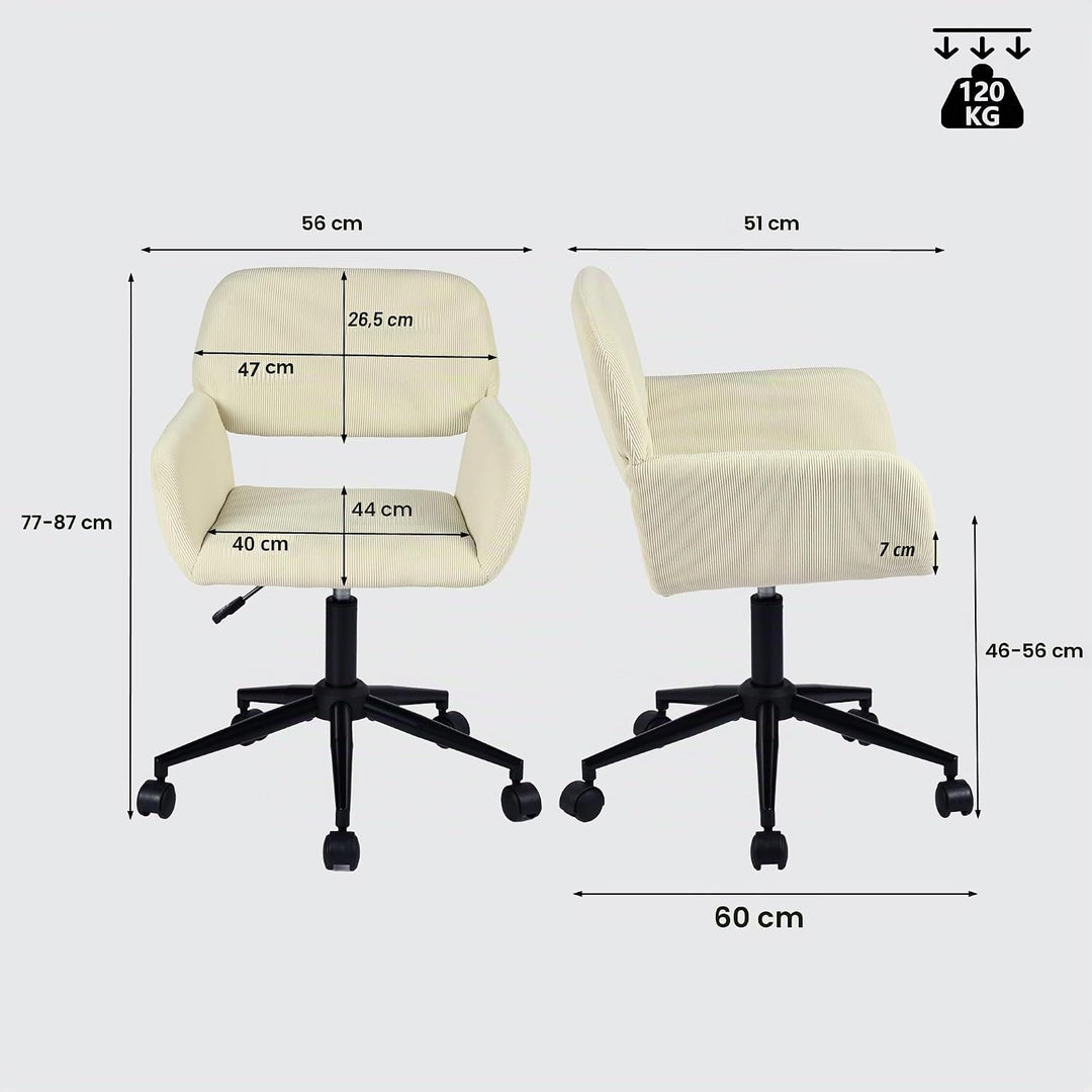 MEUBLE COSY Bürostuhl Ergonomisch Schreibtischstuhl mit höhenverstellbar Armlehnen 360° Drehbar Schm