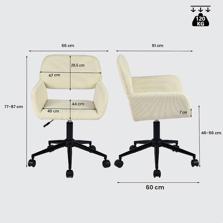 MEUBLE COSY Bürostuhl Ergonomisch Schreibtischstuhl mit höhenverstellbar Armlehnen 360° Drehbar Schm