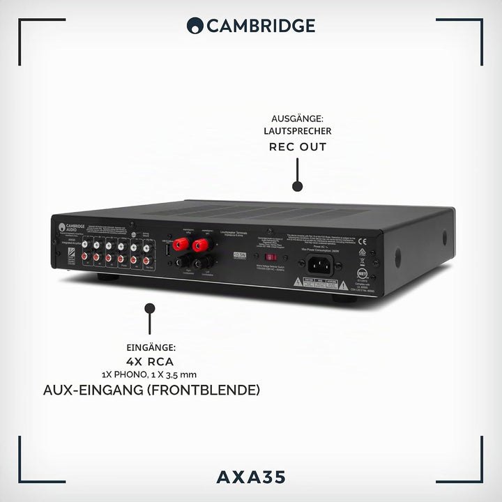 Cambridge Audio AXA35 Audio-Verstärker, 35 W, 0,01%, 82 dB, 47000 Ω, 5–50000 Hz, Klemmanschlüsse