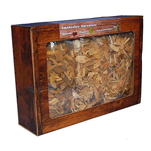 Landree Räucherchips Adventure Mix 3 x 2 L (Kirsche, Pappel, Schwarzwälder) Aromatische Wood Chips f