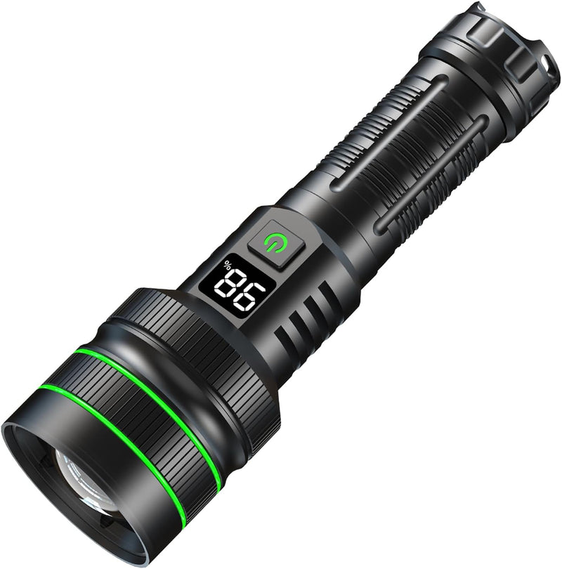 ASORT Taschenlampe LED Aufladbar Extrem hell 200000 Lumen, supergrosse Blende zoombare，Batteriebetri