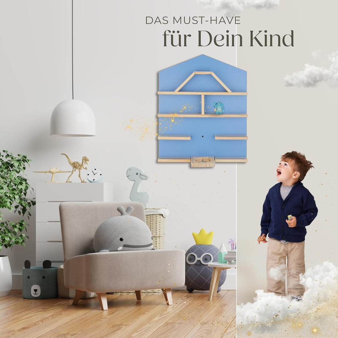 tectake® Holz Regal mit Magnetstreifen für Wand Montage, Wandregal für's Kinderzimmer, Aufbewahrung