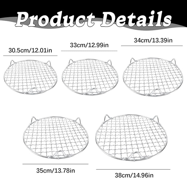 Edelstahl Grillrost Rund 30,5CM/33CM/34CM/35CM/38CM, BBQ Grillgitter Edelstahl Backblech Für Camping