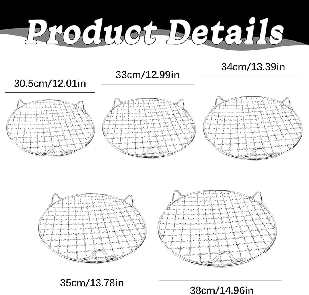 Edelstahl Grillrost Rund 30,5CM/33CM/34CM/35CM/38CM, BBQ Grillgitter Edelstahl Backblech Für Camping