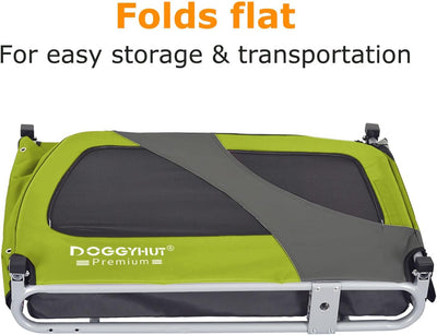 DOGGYHUT® Premium MEDIUM Fahrrad Hundeanhänger für Hunde bis 23 kg Fahrradanhänger Klappbar GRÜN, GR