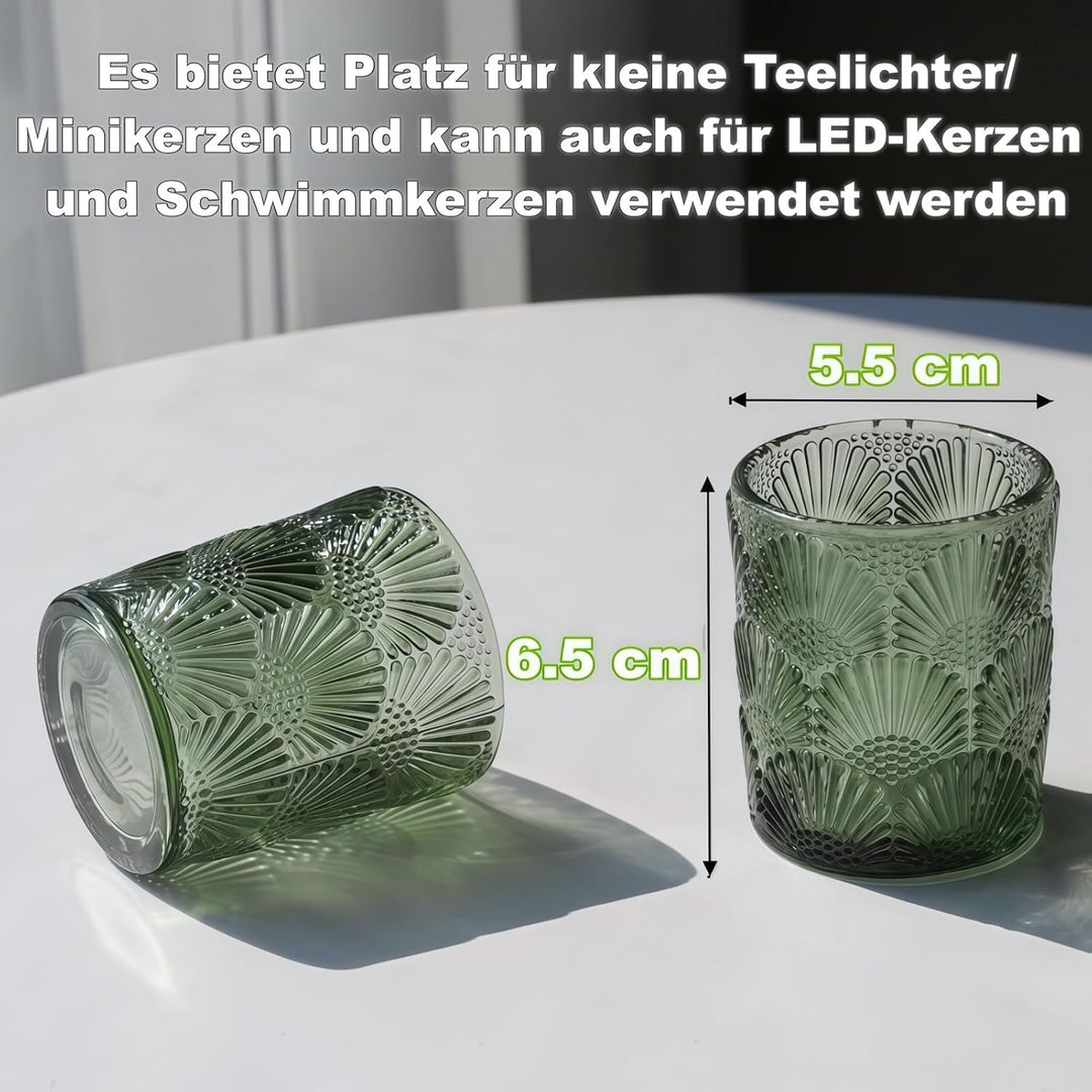 Grün Teelichthalter Glas mit 12, Grüner Teelichtgläser Vintage für die Tischdekoration bei Hochzeits