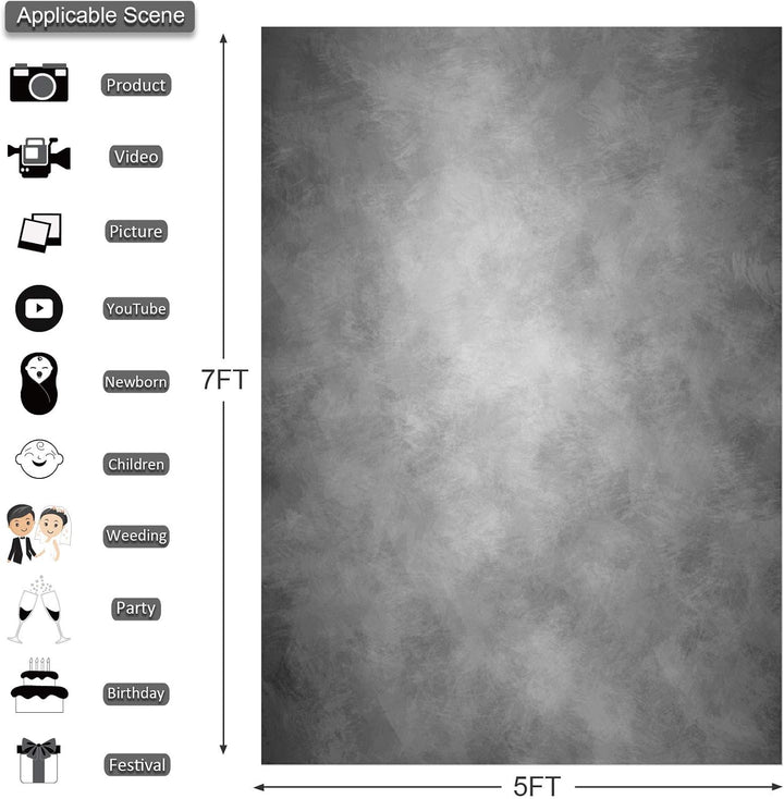 econious Fotohintergrund, 1,5 x 2,2 m Abstraktes Grau Foto Hintergrund, Professioneller Fotografie H