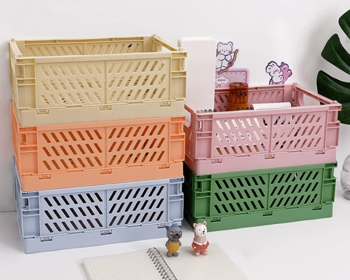 4 Stück Klappbox Grau 25×16×10cm,Klappkiste Körbe Aufbewahrung Zusammenklappbarer Tragbar Aufbewahru