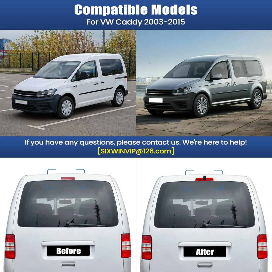 SIXWIN 720P Rückfahrkamera mit Bremsleuchte, Auto Rückfahrkamera für VW Caddy 2003-2015,140° Weitwin