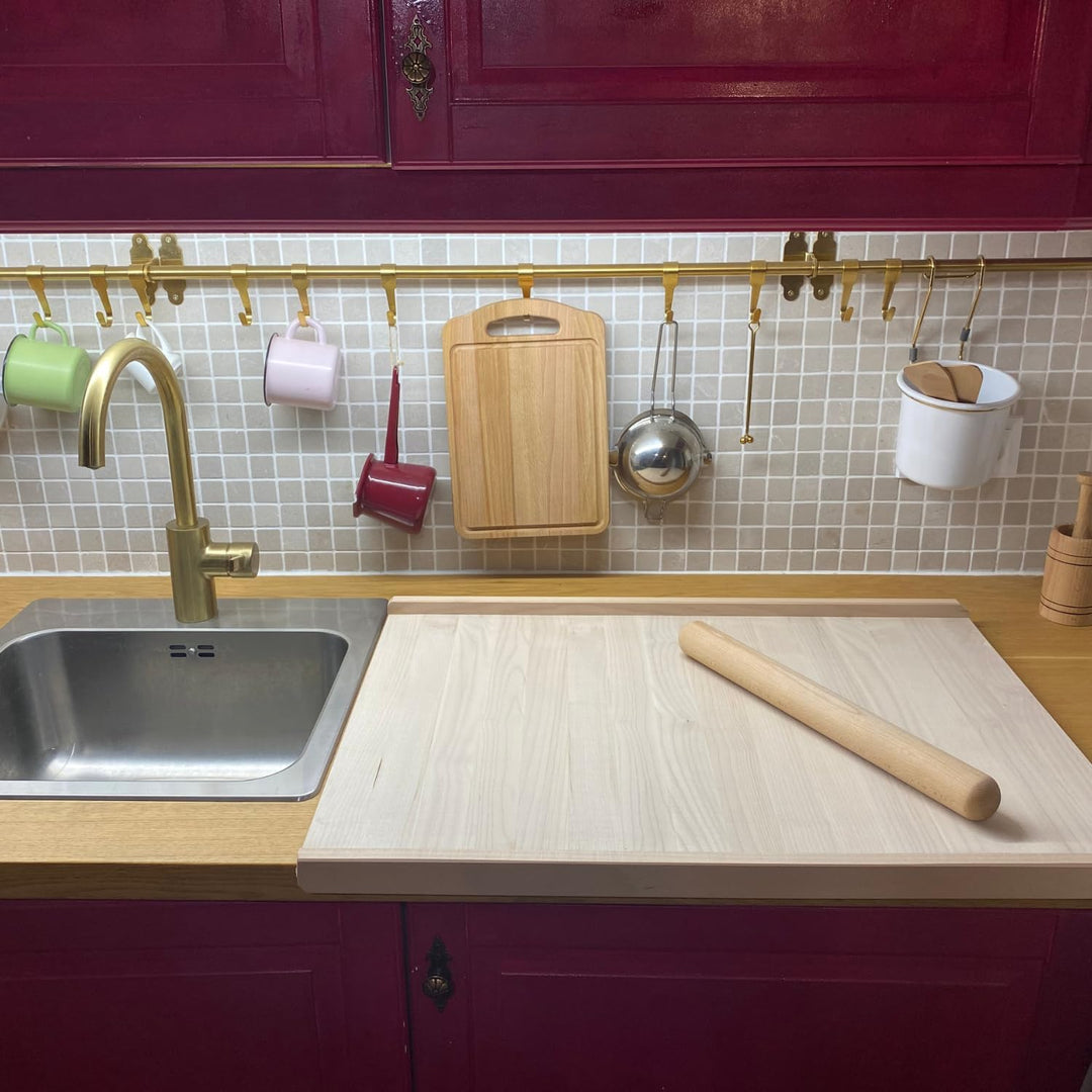 CULIMI Holzbackbrett - Teigbrett Nudelbrett 70x50 cm Brotbretter Holz Küchenutensilien - Holzbrett z