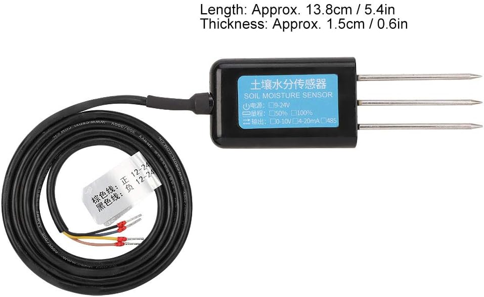 EVTSCAN 12-24V DC Bodenfeuchtesensor, 0-10V Ausgang Wasserdichtes Gewächshaus Bodenfeuchte Feuchtigk