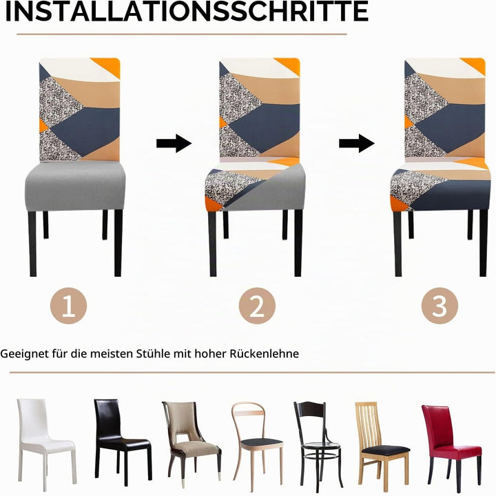 Lydevo XL 6er Set Stretch Stuhlhussen Schwingstühle XL für Esszimmerstühle Spandex Universal-Stuhlbe