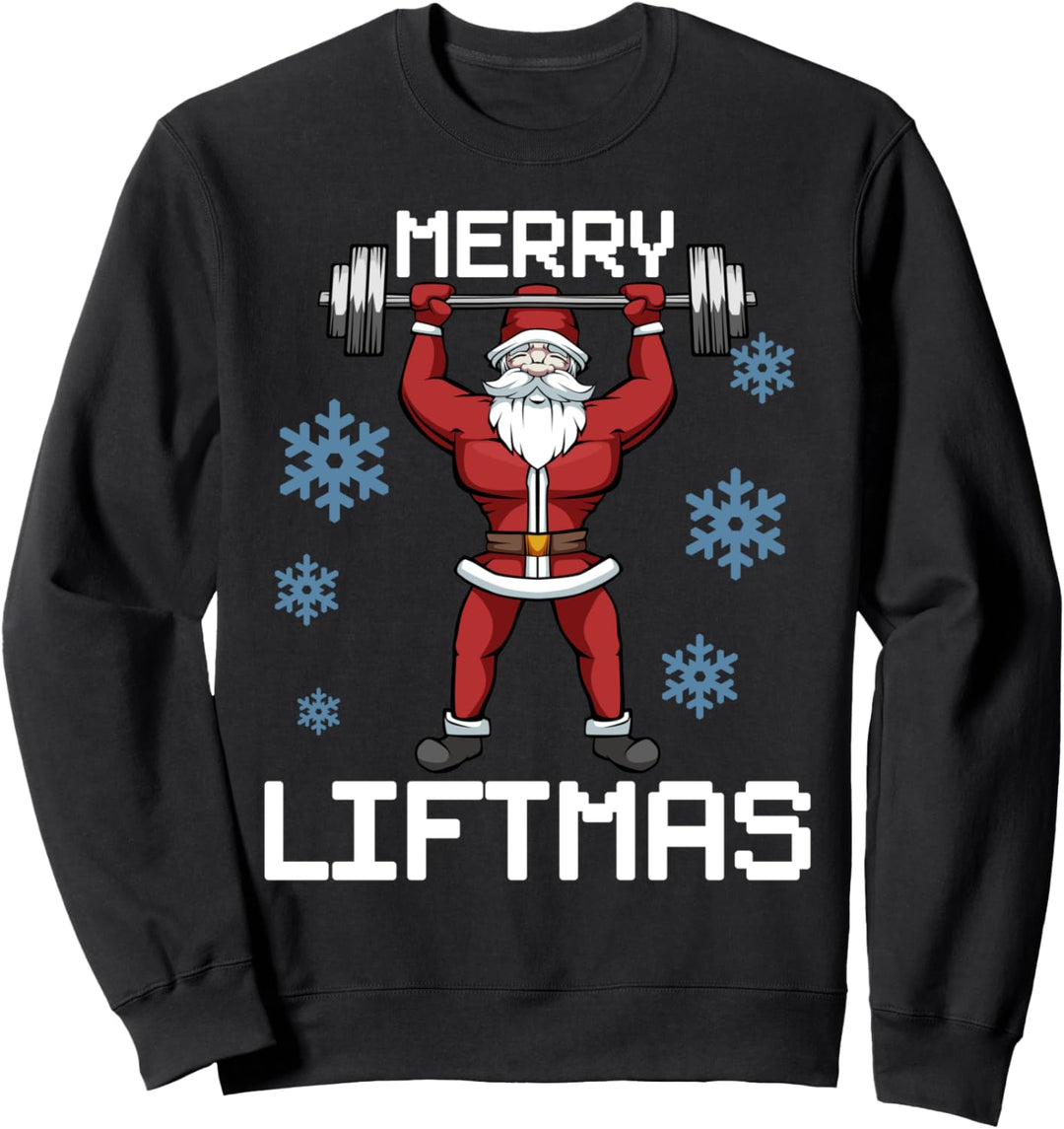 Merry Liftmas Lustiges Gym Gewichtheben Weihnachten Fitness Diät Sweatshirt