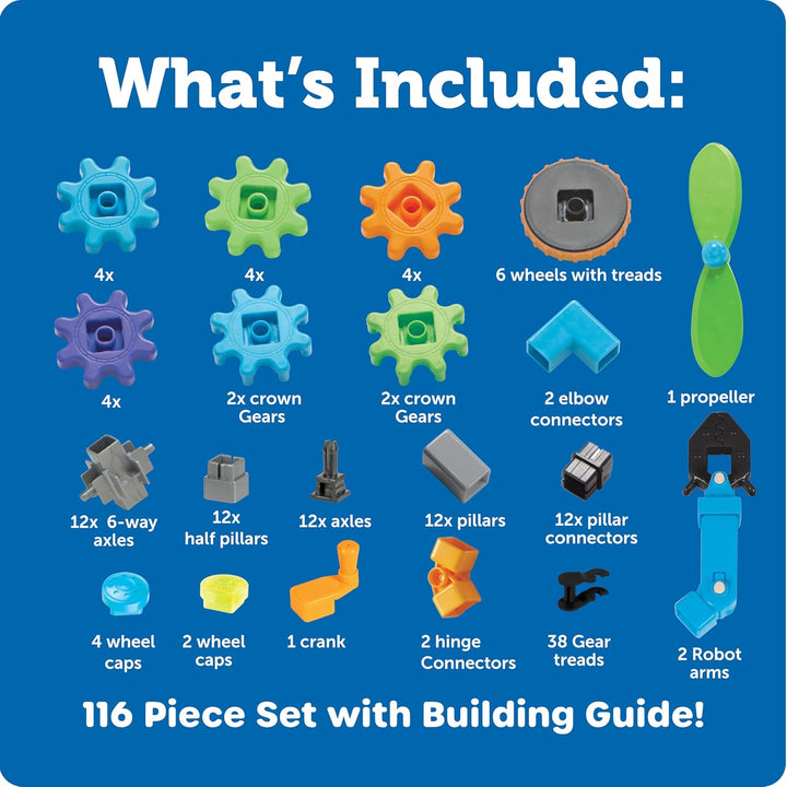 Learning Resources Gears! Gears! Gears! Roboter in Aktion, MINT, Zahnradspiel, Roboter-Zahnräder, Ab