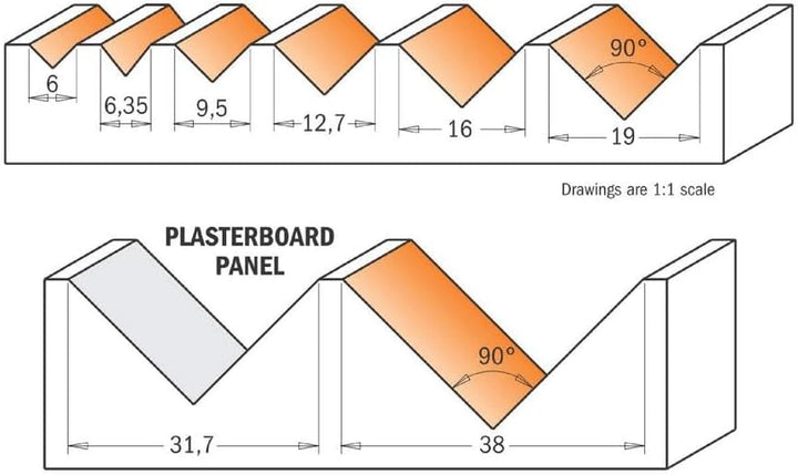 CMT Orange Tools 915.380.11 – Erdbeere für Speichersteckplätze in V (90) HW S 8 D 38 x 19 x 63.5 DX