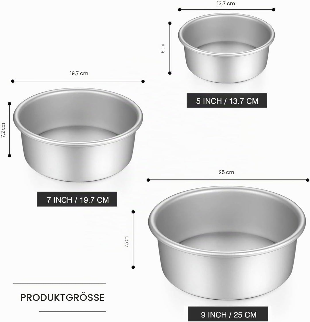 Gesentur Kuchenform Rund, Backformen Set aus Eloxiertem Aluminium Antihaftbeschichtung, mit Abnehmba