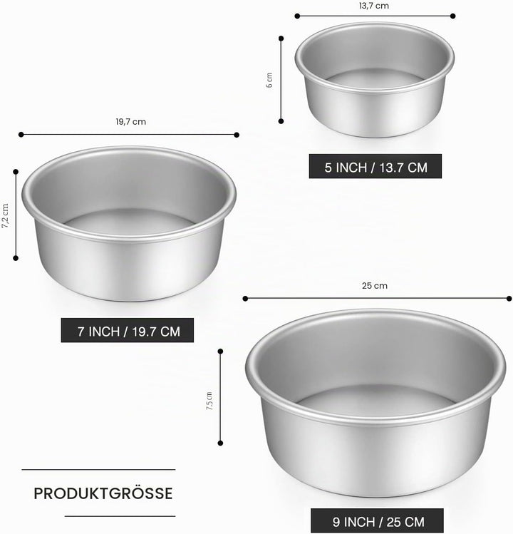 Gesentur Kuchenform Rund, Backformen Set aus Eloxiertem Aluminium Antihaftbeschichtung, mit Abnehmba