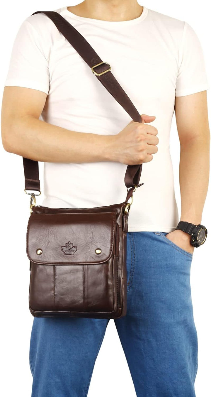 ZZNICK Umhängetasche aus echtem Leder, für Reisen, Arbeit, Business Braun-2303 M, Braun-2303 M