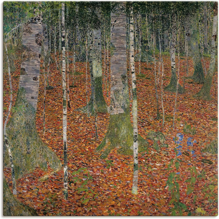 ARTland Leinwandbilder Wandbild Bild auf Leinwand 50x50 cm Wanddeko Landschaften Wald Bäume Birke Bi