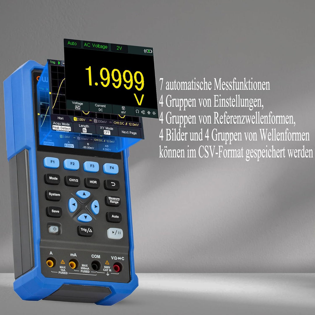 HDS272 Handheld-Digital-Oszilloskop 70MHz Bandbreite 3,5 Zoll LCD mit einstellbarer Helligkeit 2 in