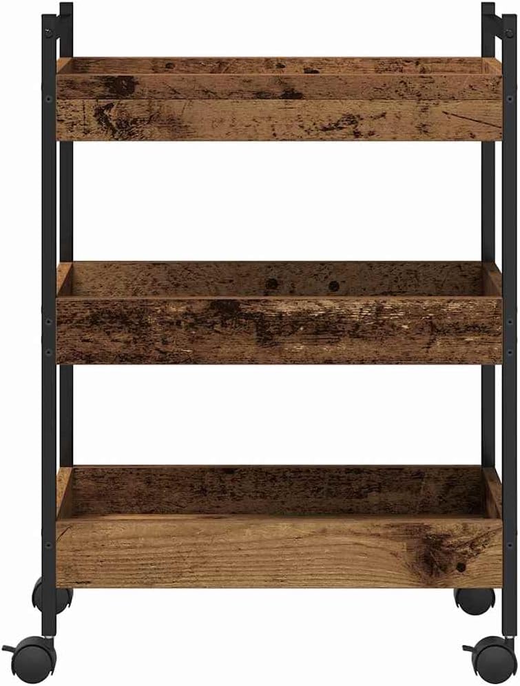 vidaXL Küchentrolley Altholz 50 x 30 x 70 cm Holzwerkstoff, Moderner Küchenwagen, rechteckiger mobil