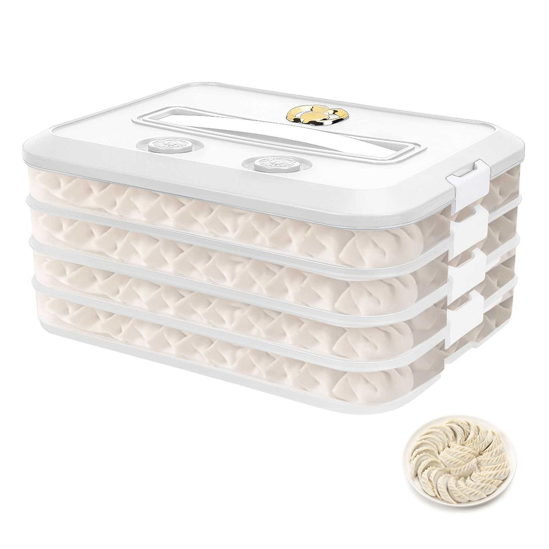 Knödel Aufbewahrungsbox, 4 Lagiger Aufschnittboxen für Kühlschrank Stapelbar Knödel Einfrieren mit D