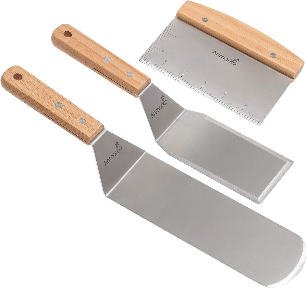 Professionelles Grillspachtel Set – Edelstahl Metallspachtel und Grillschaber – Schwerer Spachtel Gr