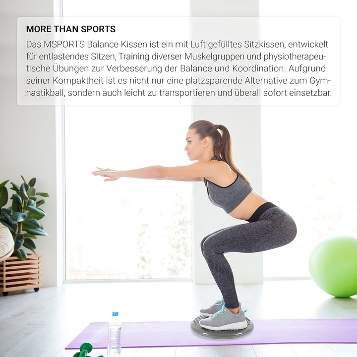 MSPORTS Ballsitzkissen inkl. Pumpe und Übungsposter | ca. 32 cm Durchmesser mit Noppenoberfläche - i