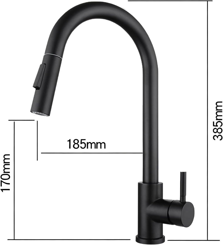 Wasserhahn Küche, Hochdruck Küchenarmatur mit Herausziehbarer Brause Ausziehbar Armatur, Mischbatter